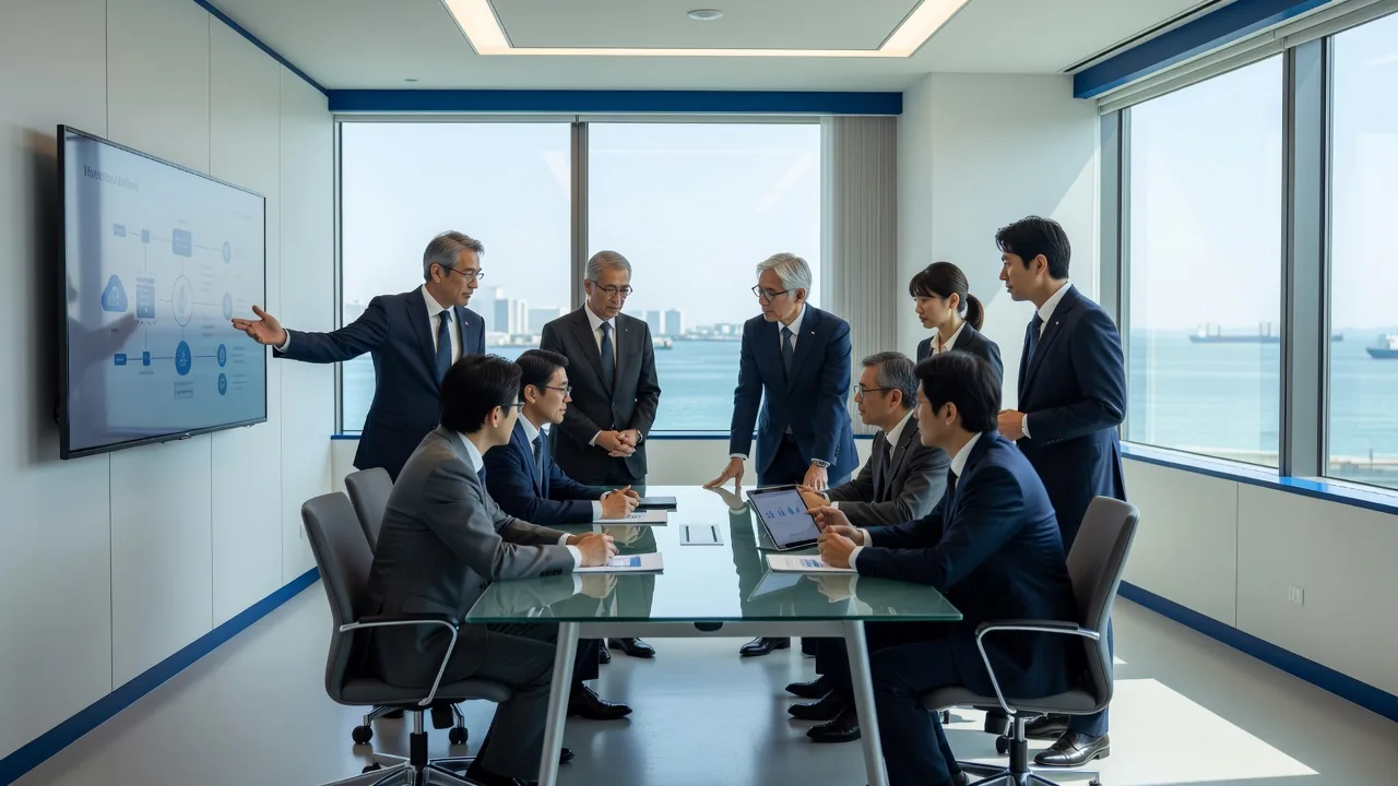 オフィスでチームがITプロジェクトについて協力しながら検討している様子